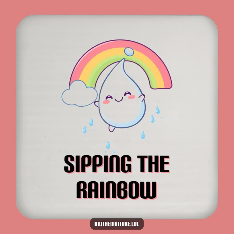 Funny Raindrop Rainbow Coaster: Smiling Character Protection, Perfect Funny Gift