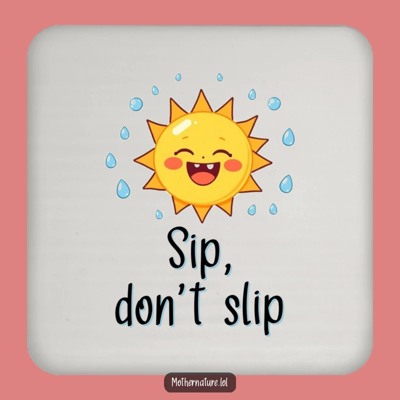 Funny Sun Juggling Raindrops Coaster - Cheerful Drink Protector