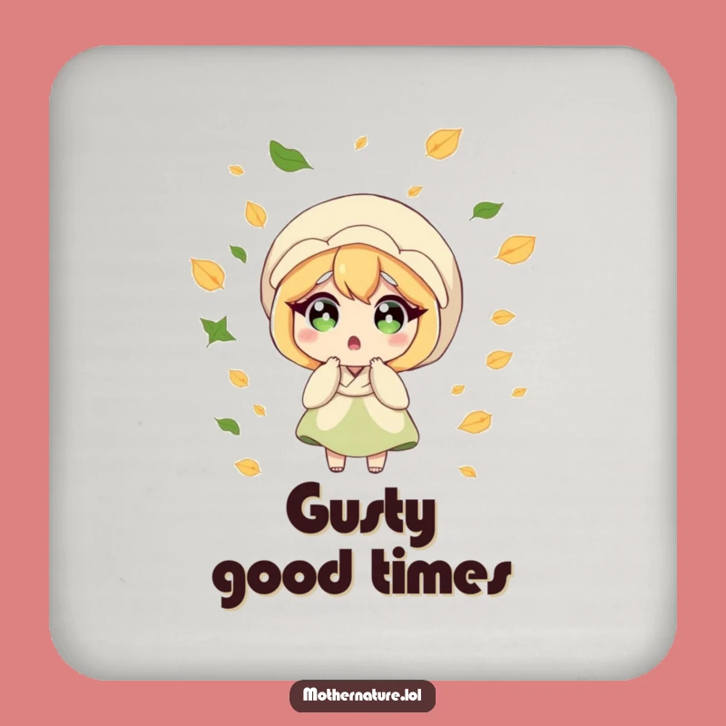Funny Surprised Mother Nature Coaster Set - Chic Breezy Leaf Protection