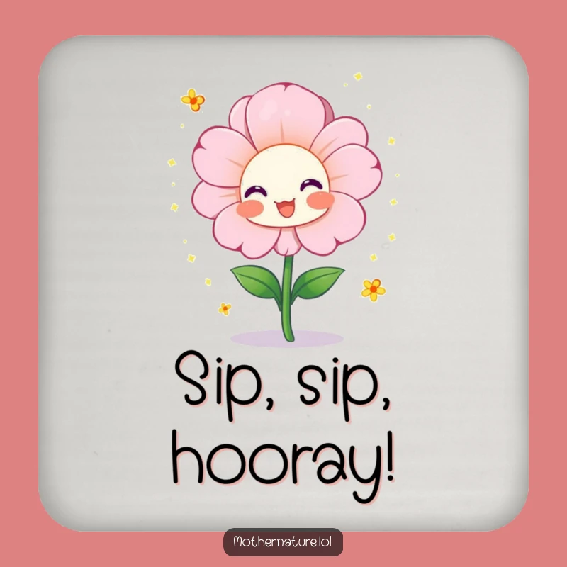 Funny Flower Bloom Coaster Set: Cheerful Character, Sparkly Protection, Perfect Decor