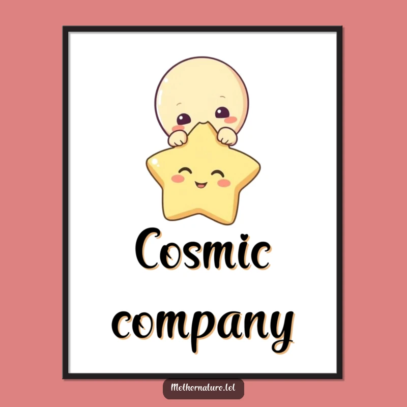 Funny Moon Poster: Celestial Peek Art for Whimsical Bedroom Decor