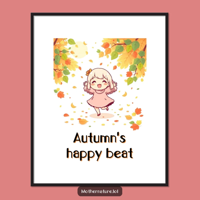 Funny Dancing Character Poster, Joyful Autumn Wall Art, Unique Gift
