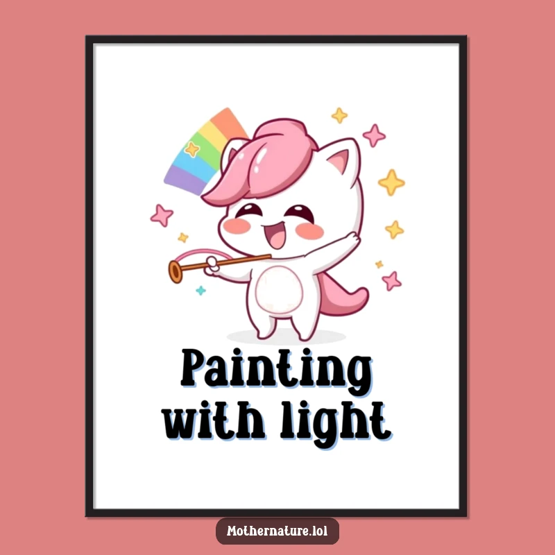 Funny Mischievous Rainbow Poster, Giggling Artist Wall Art, Unique Gift