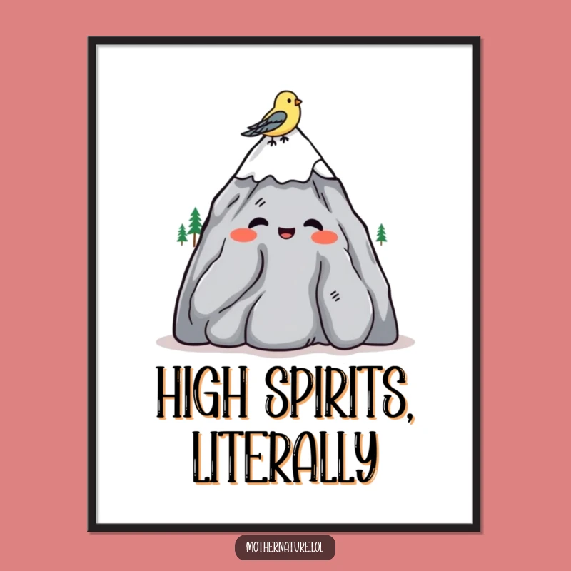Funny Mountain Shrug Poster: Hilarious Wall Art for a Relaxed, Nature-Inspired Space!