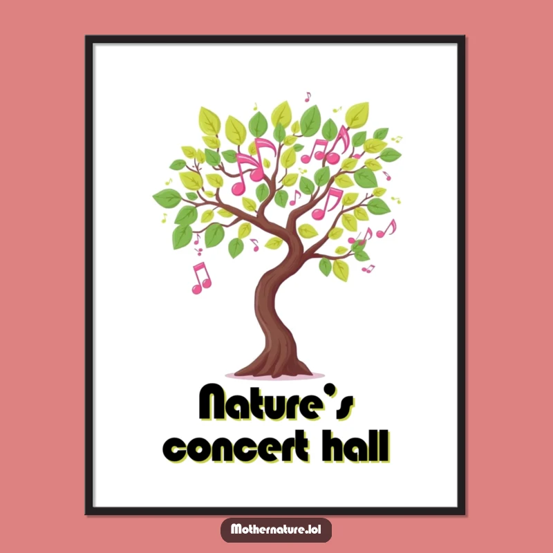Funny Musical Tree Branch Poster: Nature's Harmony for Your Walls, Art Gift