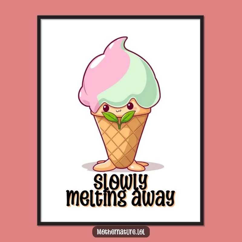 Funny Shy Sprout Ice Cream Poster: Sweet Worries on Your Wall, Art Gift