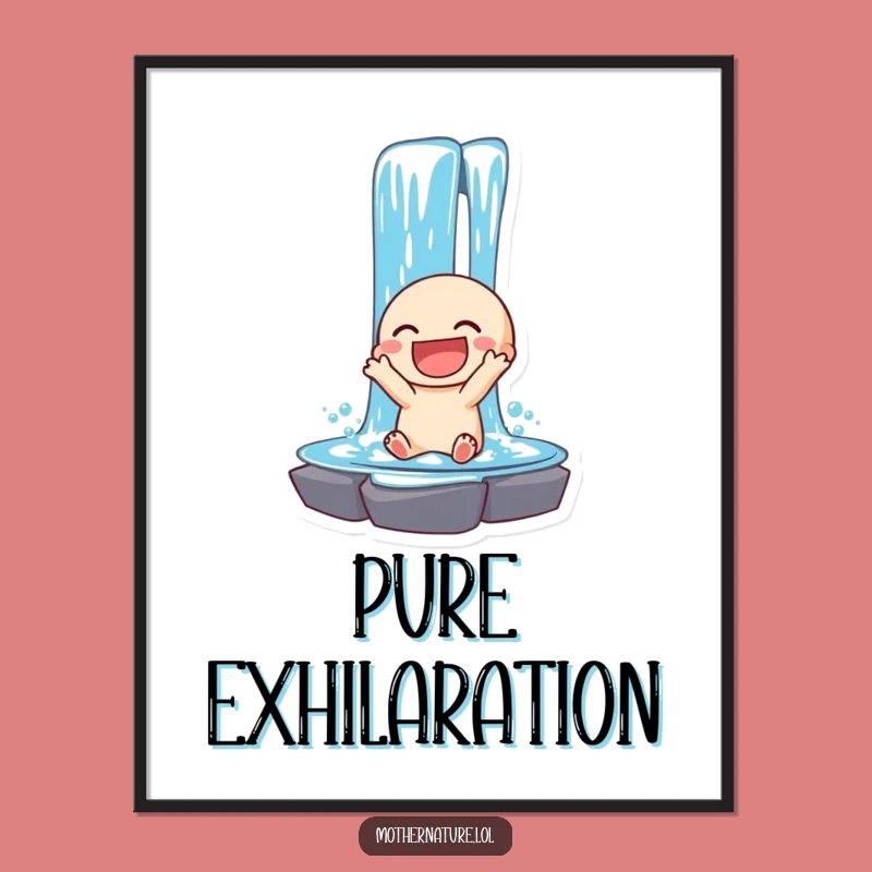 Funny Waterfall Poster: Joyful Cascade Art for Refreshing Wall Decor