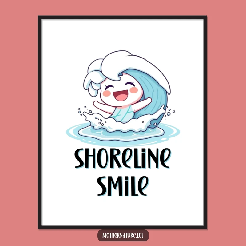 Funny Laughing Wave Poster: Playful Beach Art for a Hilarious Gift