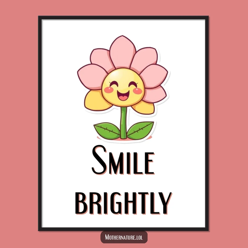 Funny Giggling Flower Poster - Cheerful Wall Art Surprise Smiley Gift