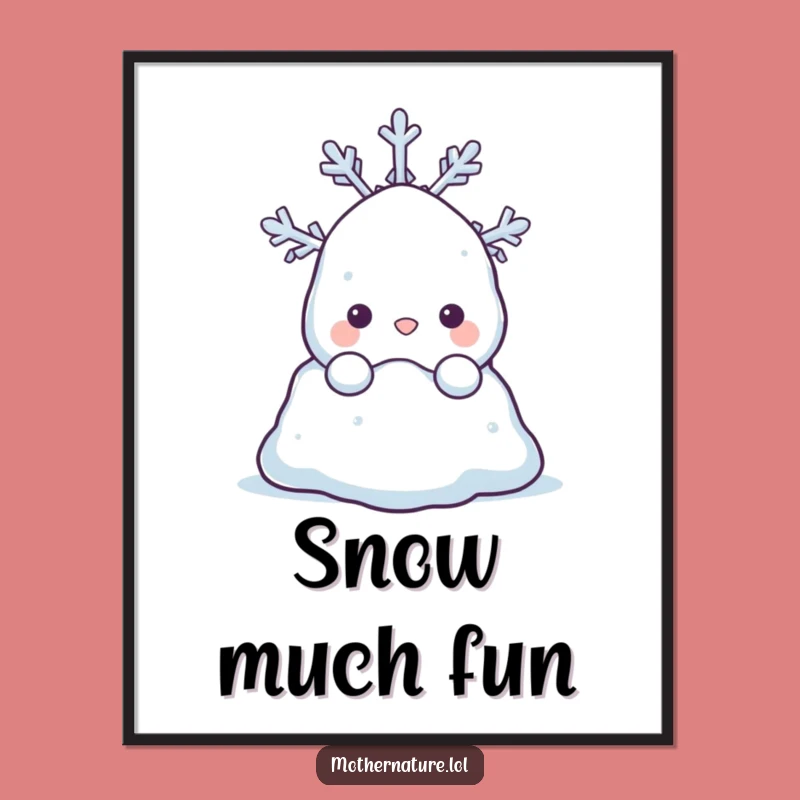 Funny Snowdrift Poster: Shy Winter Peek Art for Cozy Wall Decor