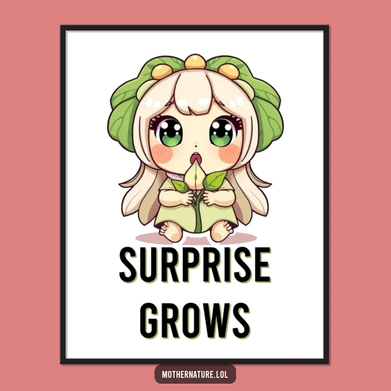 Funny Surprised Mother Nature Poster, Awestruck Wall Art for Nature Lovers