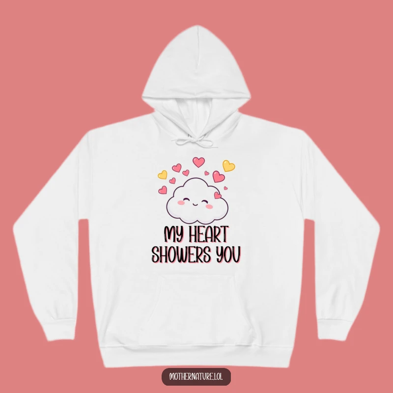 Funny Cloud Hearts Hoodie, Cozy Cute Comfort, Humorous Gift