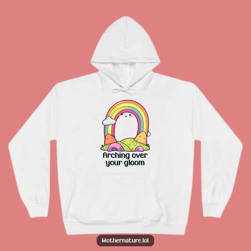 Funny Rainbow Hoodie, Cozy Cheerful Landscape Sweatshirt, Perfect Funny Gift for Warm Hugs