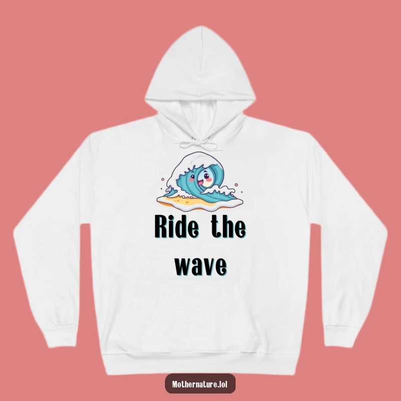 Cozy Funny Wave Character Hoodie - Warm Beach Crash Humor Gift
