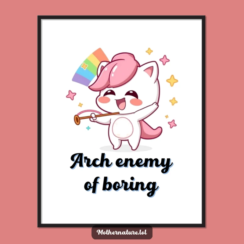Free Printable Wall Art: Mischievous Rainbow Character Funny Downloadable Art