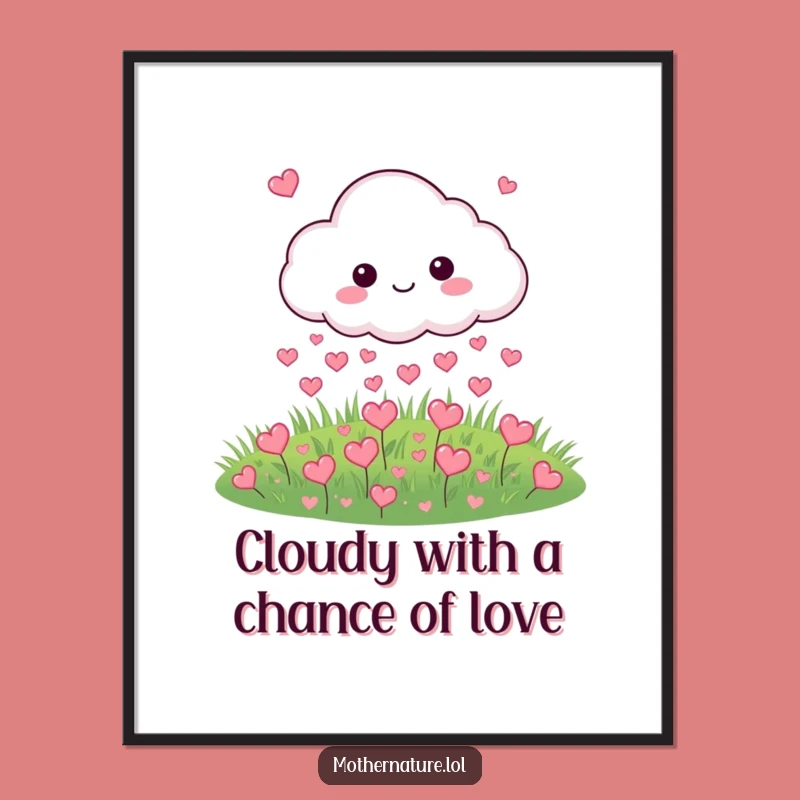 Free Printable Wall Art: Cloud Rains Hearts, Downloadable Cute & Funny Decor