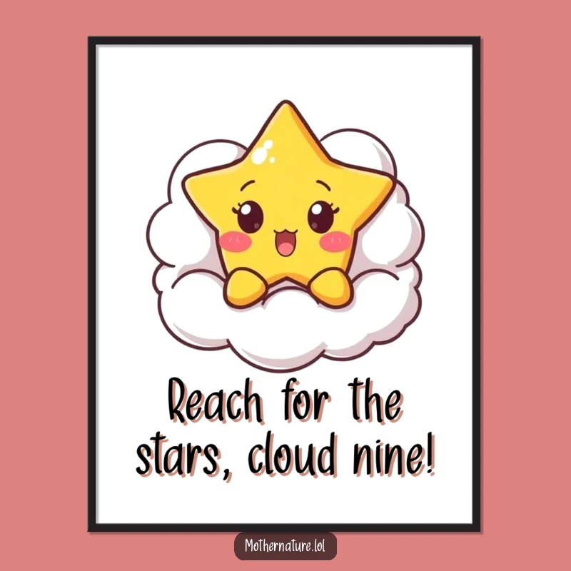 Free Printable Star Art: Surprised Cloud Decor, Downloadable DIY Celestial Art