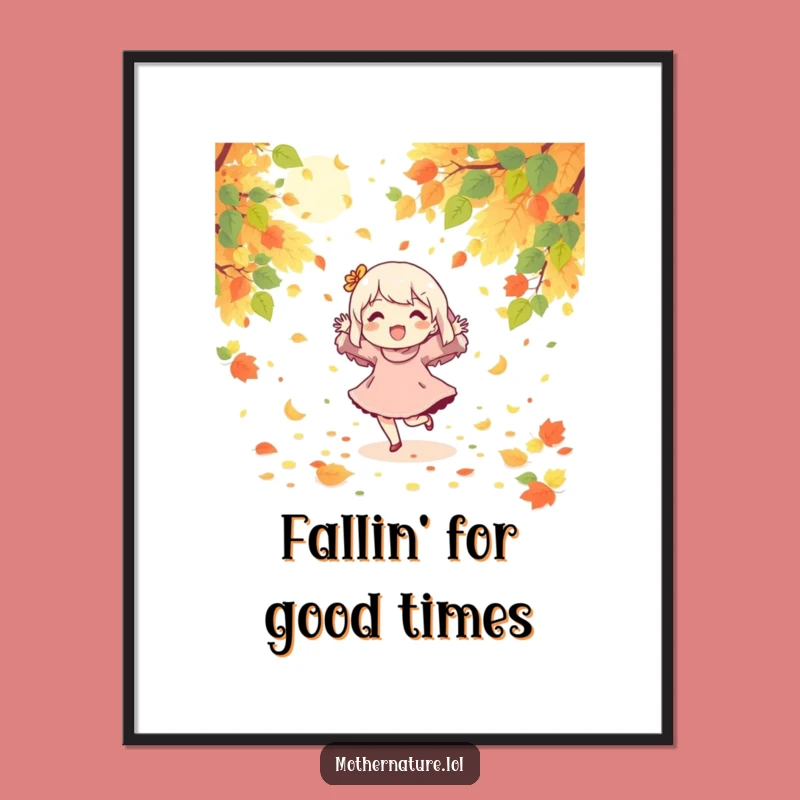Free Printable Wall Art: Dancing Leaves Character Funny Downloadable Art