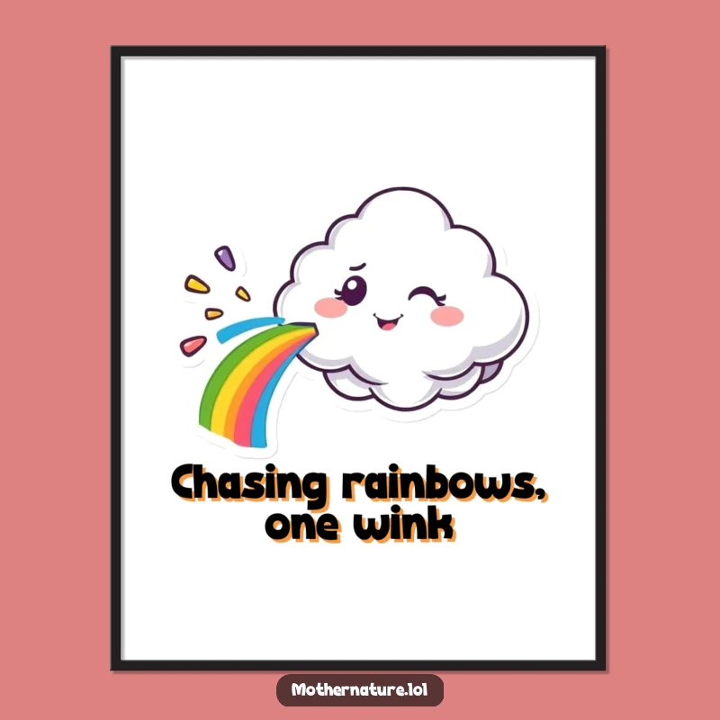 Free Printable Wall Art: Winking Cloud Rainbow Decor, Downloadable Whimsy