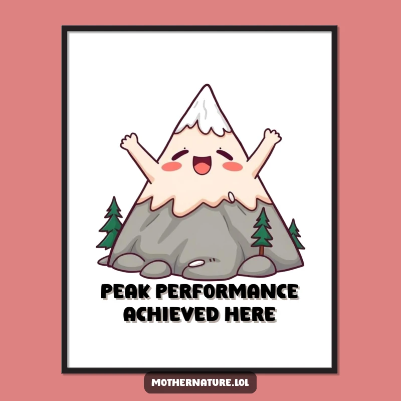 Free Printable Wall Art: Mountain Yawn, Funny Downloadable Serene Landscape Decor