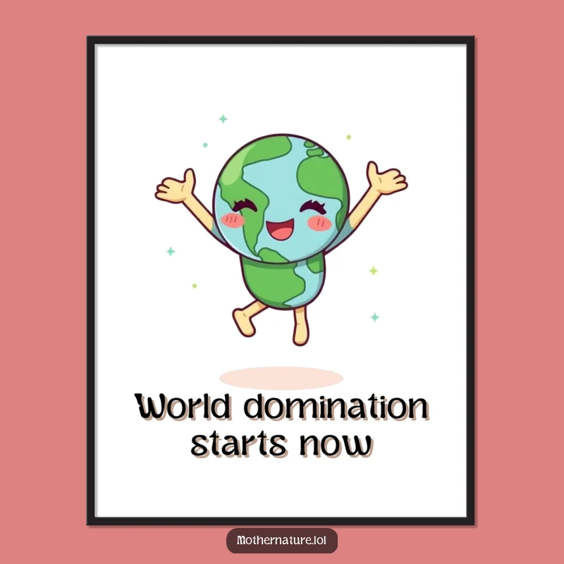 Free Printable Wall Art: Dancing Earth's Joyful Spin, Funny Downloadable Decor for Whimsical Space