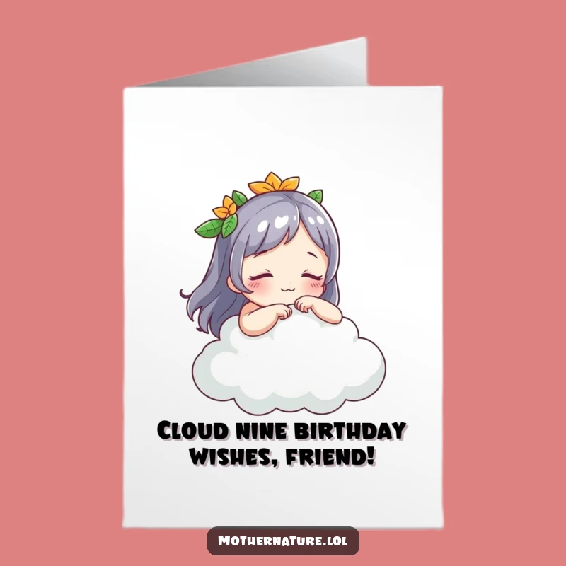 Free Printable Funny Birthday Card: Playful Mother Nature Tickling Cloud - Downloadable & DIY Gift