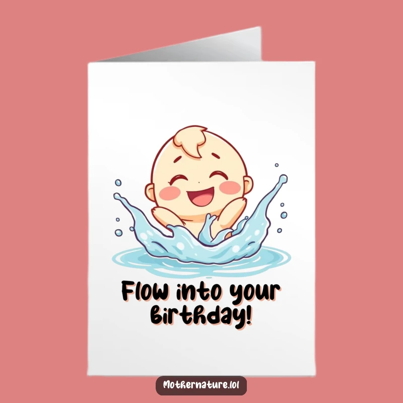 Free Printable Birthday Card: Splashing River Fun, Downloadable Joyful Wishes