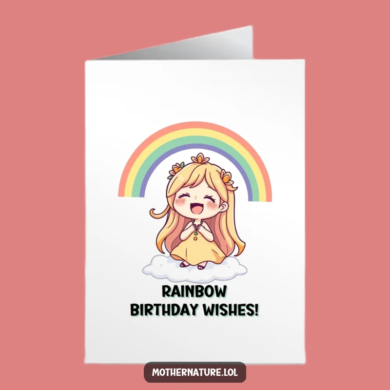 Free Printable Mother Nature Birthday Card: Laughing Rainbow Forms Downloadable Gift