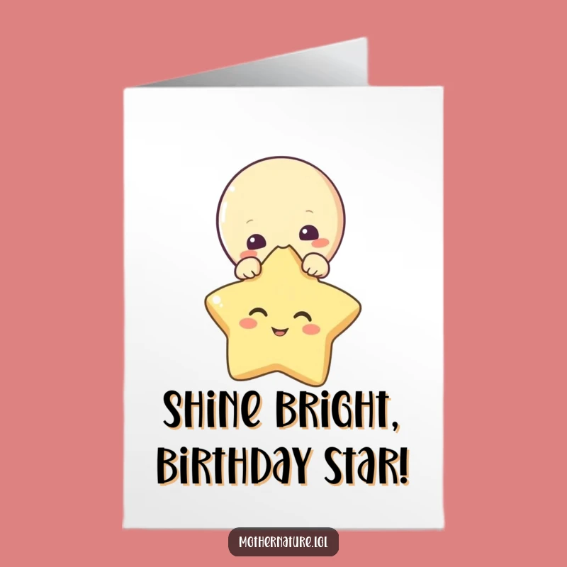 Free Printable Birthday Card: Cute Moon & Star, Funny Downloadable Celestial Greeting