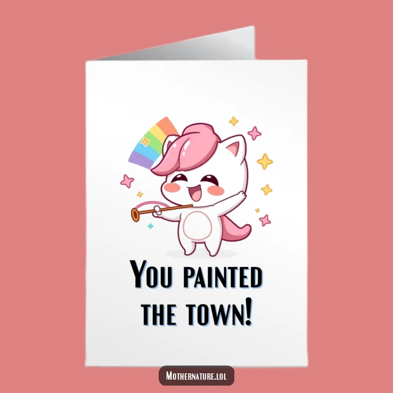 Free Printable Congrats Card: Mischievous Rainbow Character Funny Downloadable