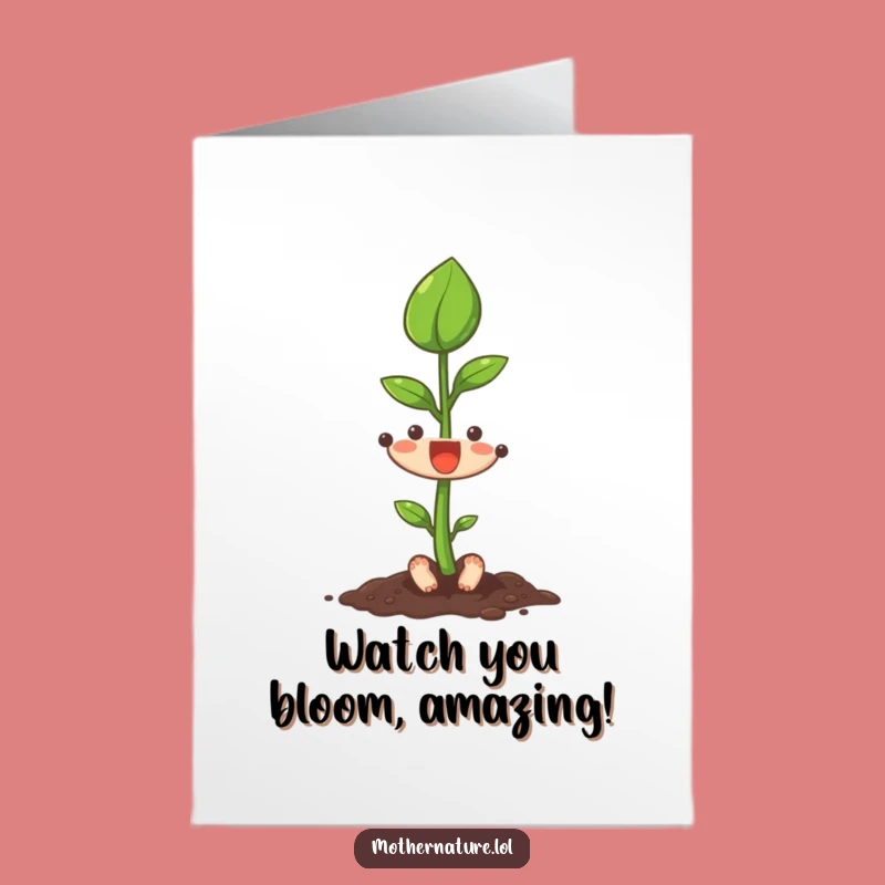 Free Printable Congrats Card Seedling Character Funny Downloadable Gift for New Ventures