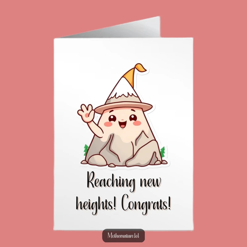 Free Printable Congrats Card: Waving Mountain Peak, Downloadable Success