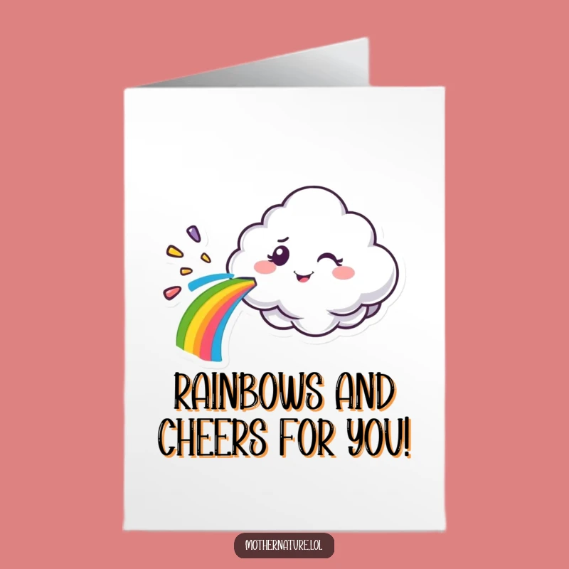Free Printable Congrats Card: Winking Cloud Rainbow Spray, Downloadable Success