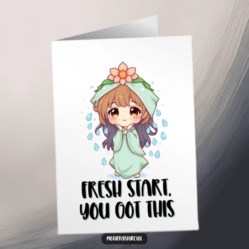 Funny Free Printable Congratulations Card: Mother Nature crafting a cascade of sparkling dew drops, symbolizing clarity and success.