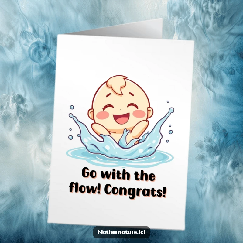 Funny Free Printable Congratulations Card: A smiling river character joyfully splashes, celebrating achievements with downloadable enthusiasm.