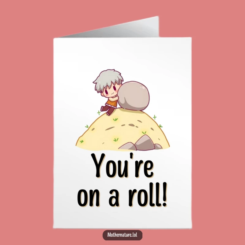 Free Printable Congrats Card: Boulder Character Funny Downloadable
