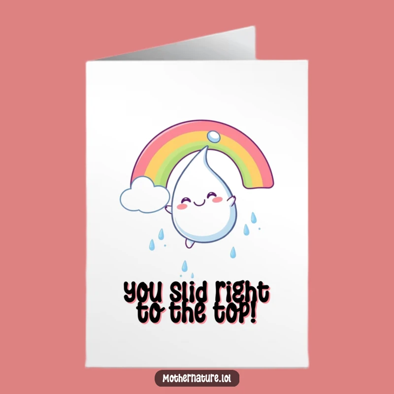 Free Printable Congrats Card: Raindrop on Rainbow, Funny Downloadable Splash of Success