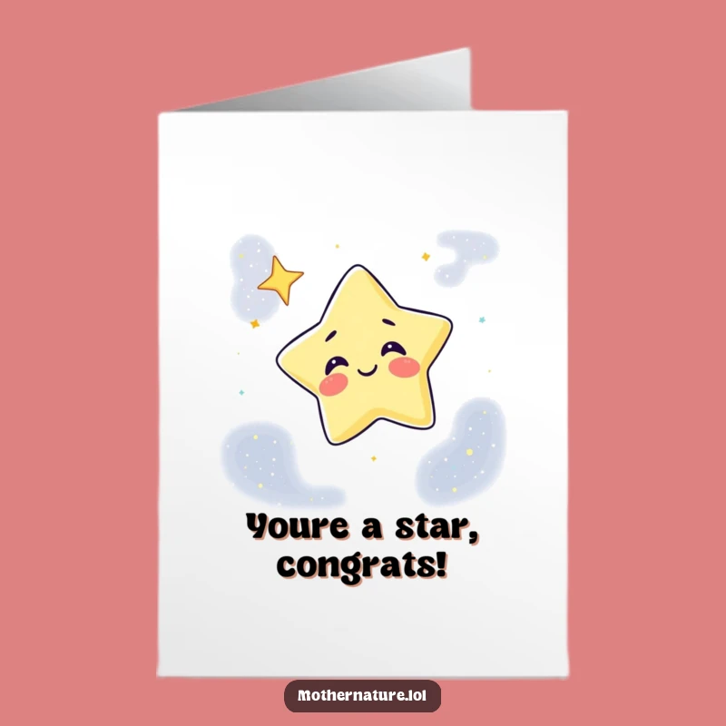 Free Printable Congrats Card: Giggling Star Winks, Celebrate Success with Funny Downloadable Art