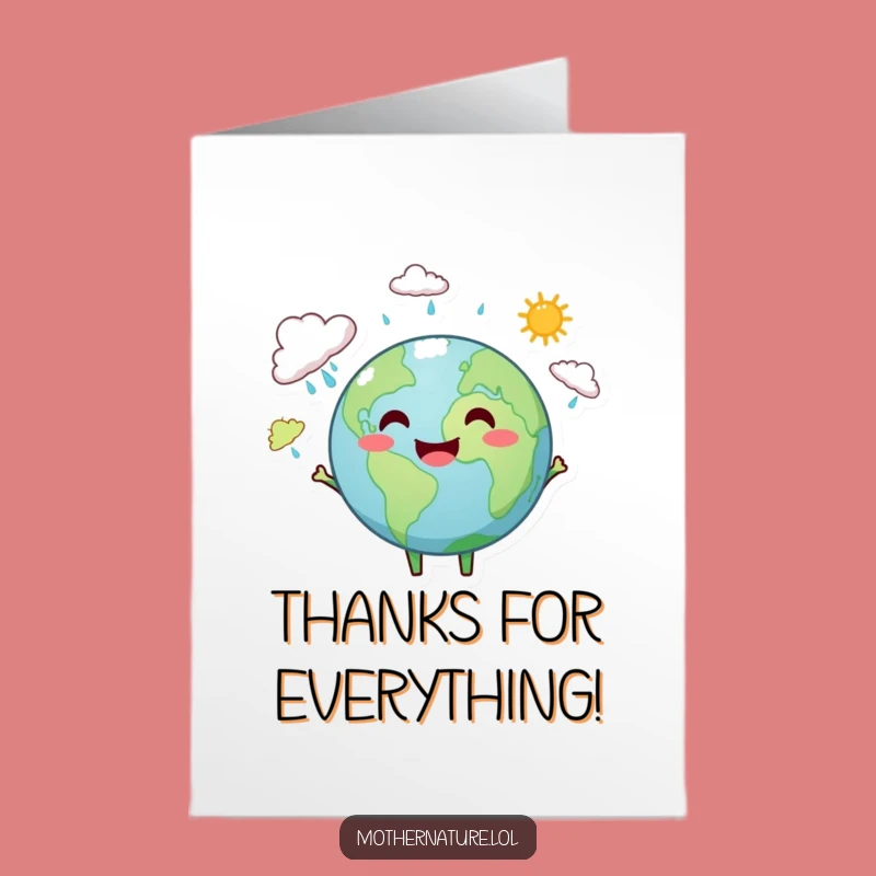 Free Printable Earth Thank You Card: Juggling Clouds Sunshine Downloadable Gratitude Gift
