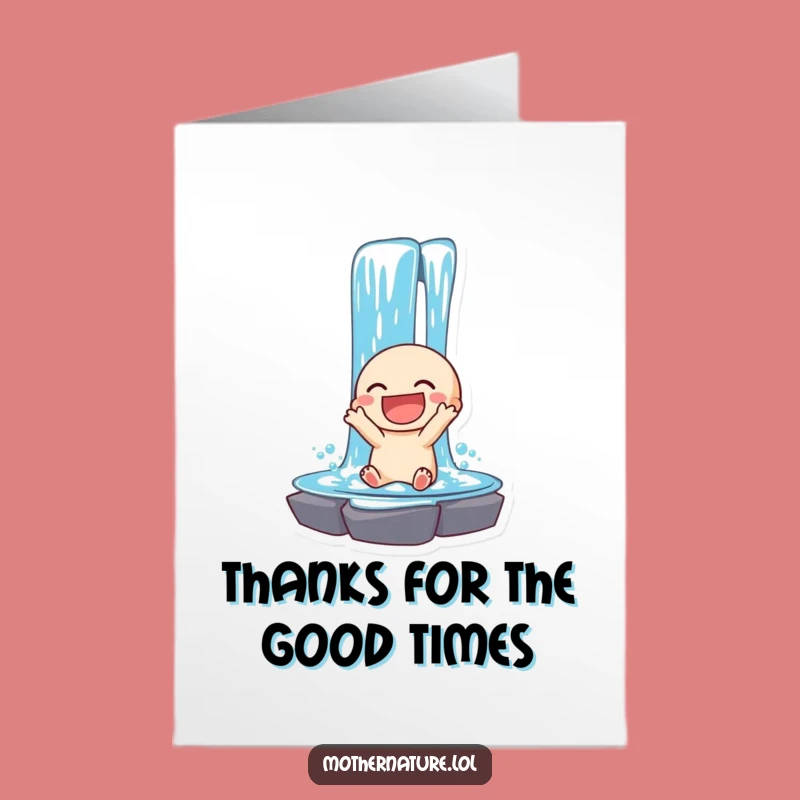 Free Printable Thank You Card: Cheerful Waterfall, Downloadable Appreciation Greeting