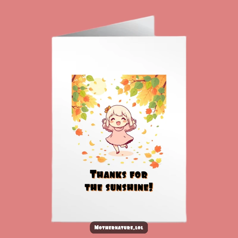 Free Printable Thank You Card: Dancing Leaves Character Funny Download