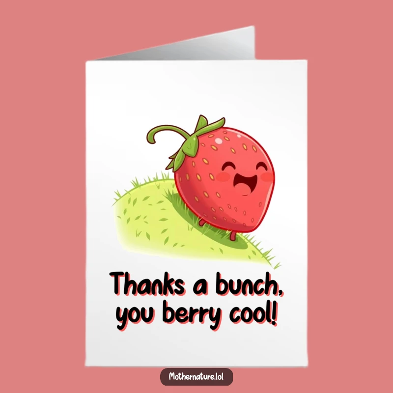 Free Printable Thank You Card: Dizzy Strawberry Rolling Gratitude Funny Downloadable Gift