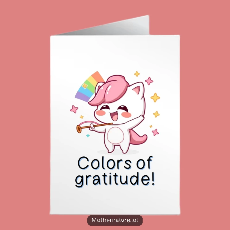 Free Printable Thank You Card: Mischievous Rainbow Character Funny Download
