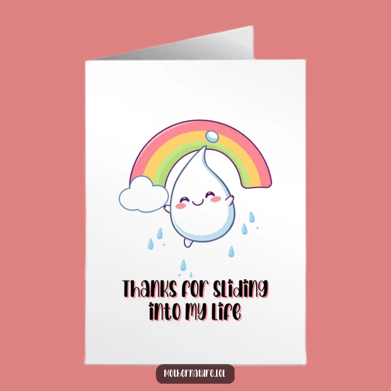 Free Printable Thank You Card: Raindrop on Rainbow, Funny Downloadable Grateful Slide
