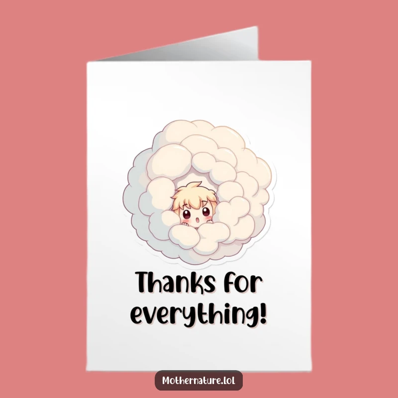 Free Printable Thank You Card: Surprised Character Cloud Peek Funny Download