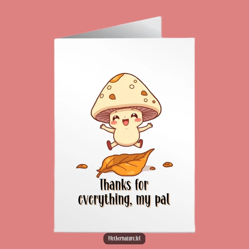 Free Printable Thank You Card: Leaping Mushroom's Grateful Jump Funny Downloadable Gift