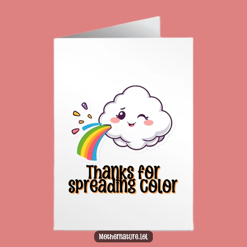 Free Printable Thank You Card: Rainbow Cloud Wink, Downloadable Appreciation