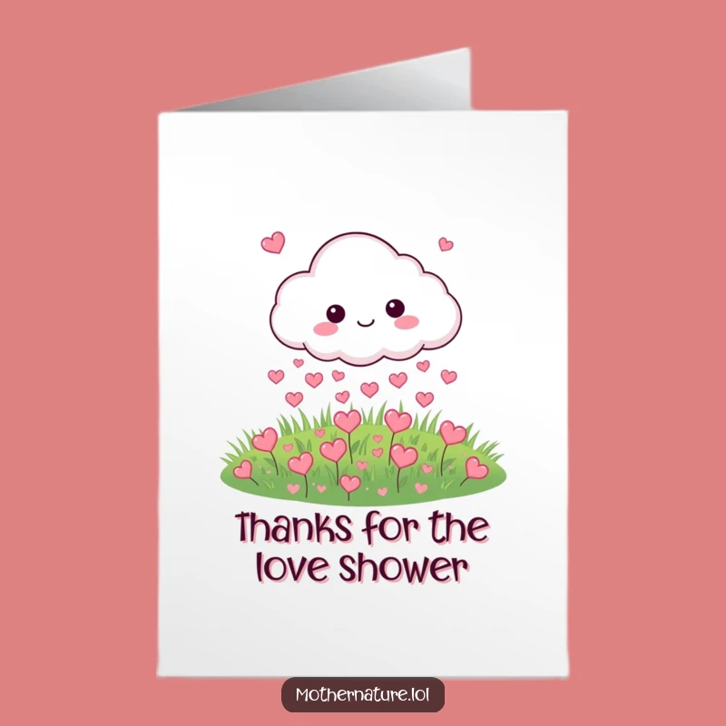 Free Printable Thank You Card: Cloud Rains Hearts, Downloadable Cute & Funny Appreciation Gift