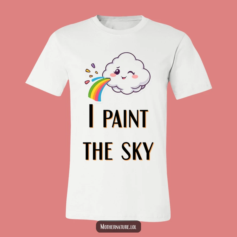 Funny Cloud Rainbow Wink T-Shirt - Mischievous Character Tee