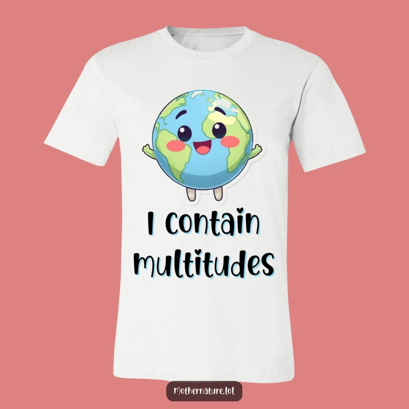 Funny Earth T-Shirt: Bouncing Planet Character Tee for Cosmic Fun Lovers